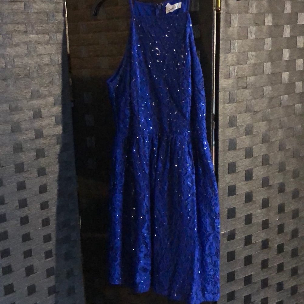 Beautiful blue sequined formal dress